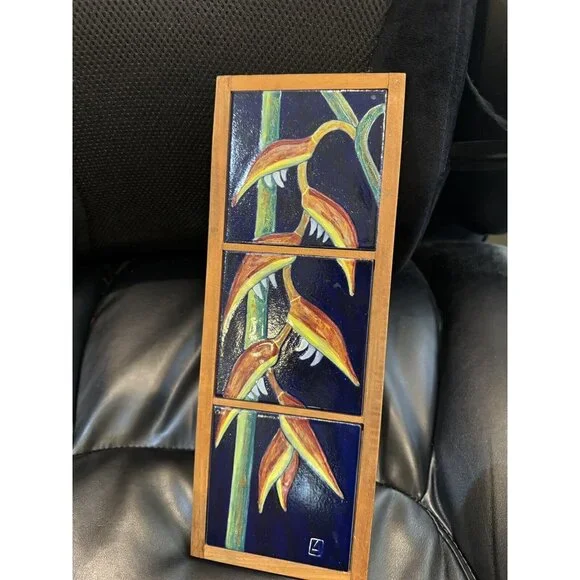 Bird of Paradise  Decorative Ceramic Art Tile 13x5 Art on Tiles Italy - Picture 2 of 5